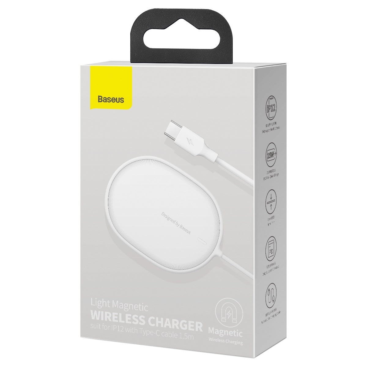 Baseus Light Magnetic Wireless Charger(suit for IP12 with Type-C Cable 1.5m) White