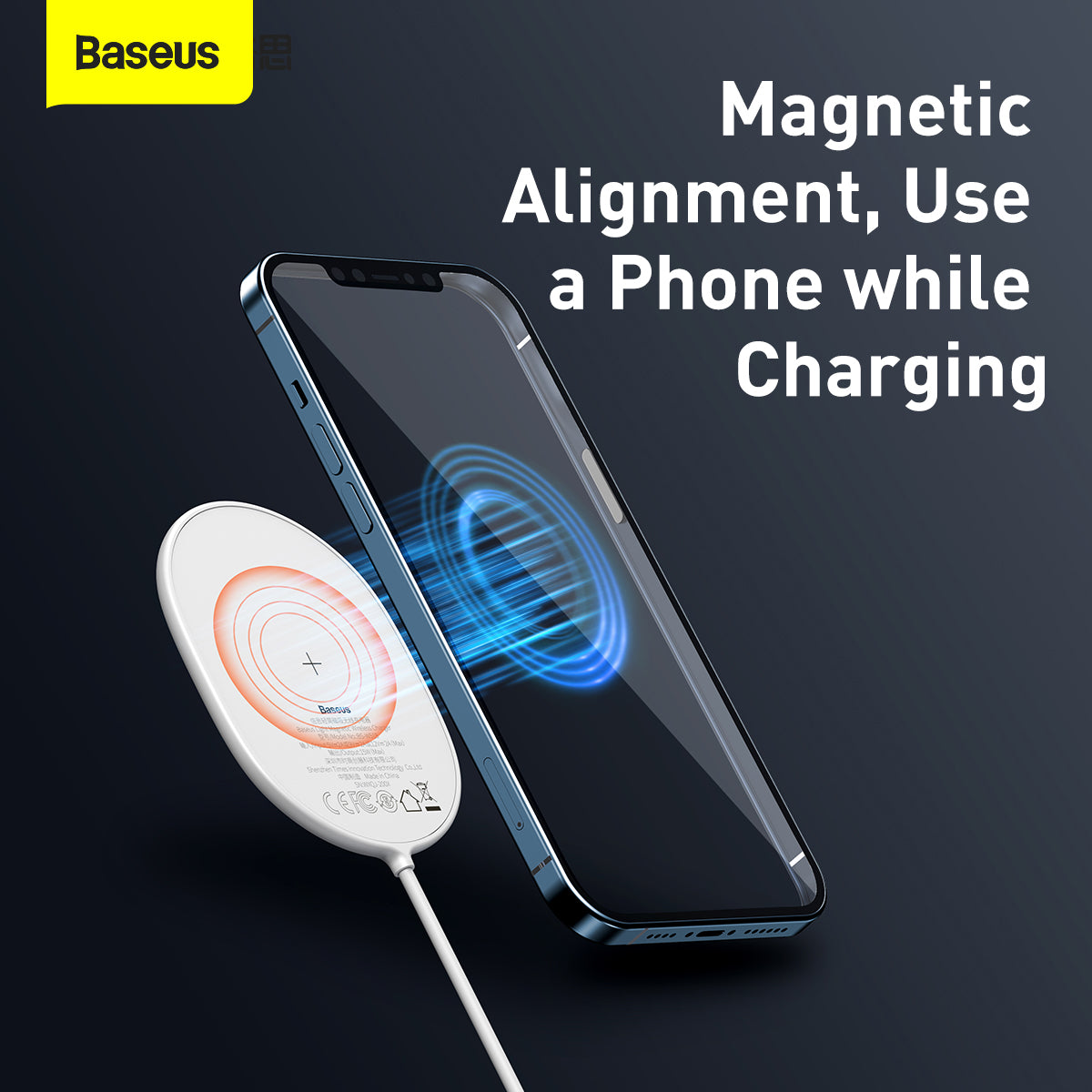 Baseus Light Magnetic Wireless Charger(suit for IP12 with Type-C Cable 1.5m) White