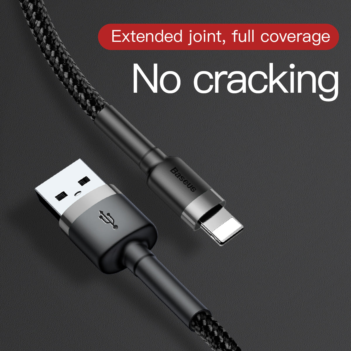 2M Lightning to USB-A cafule Cable Gray+Black Baseus