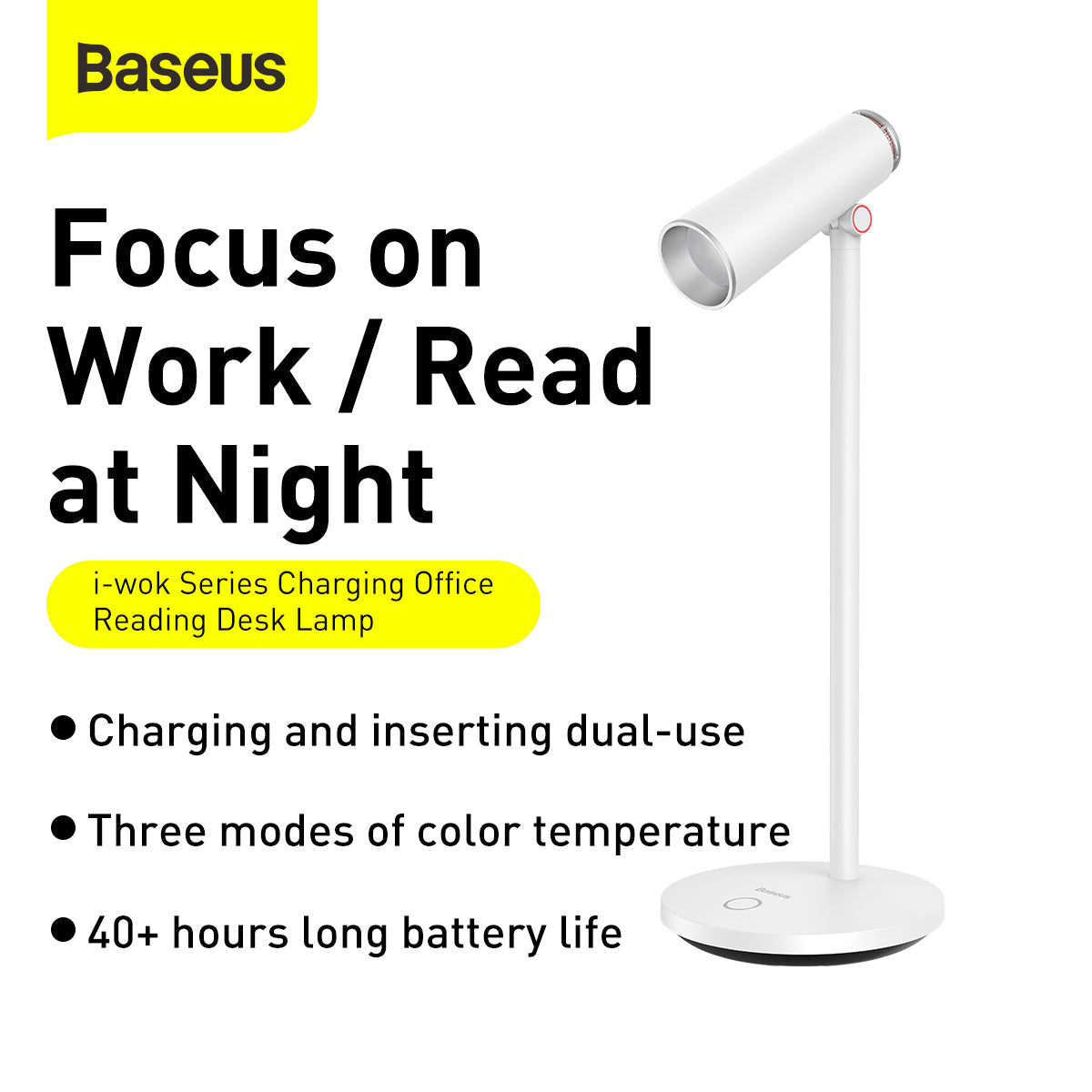 Baseus i-wok Series Charging Office Reading Desk Lamp (Spotlight) White