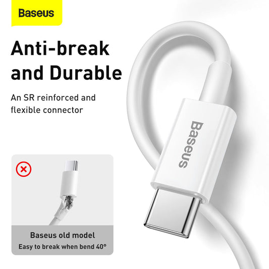 1M USB-C to USB-C  Superior Series Fast Charging Data Cable100W White Baseus