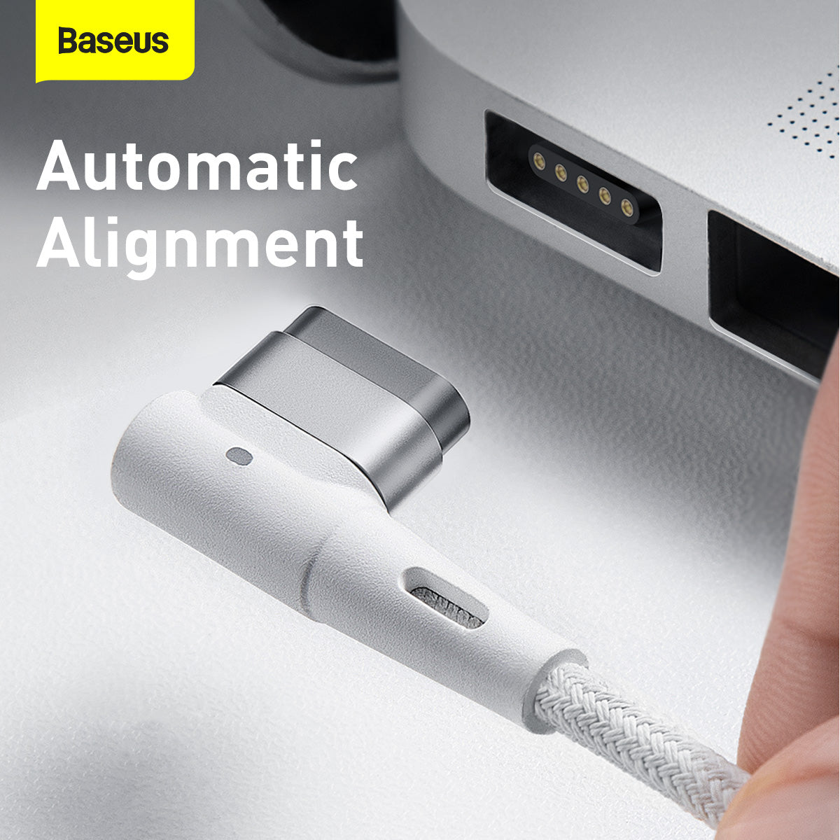 Baseus Zinc Magnetic Series iP Laptop Charging Cable Type-C to L-shaped Port 60W 2m White