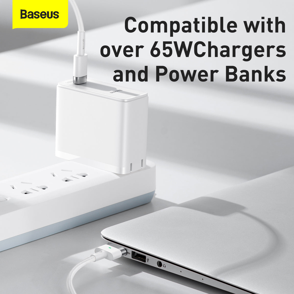 Baseus Zinc Magnetic Series iP Laptop Charging Cable Type-C to T-shaped Port 60W 2m White