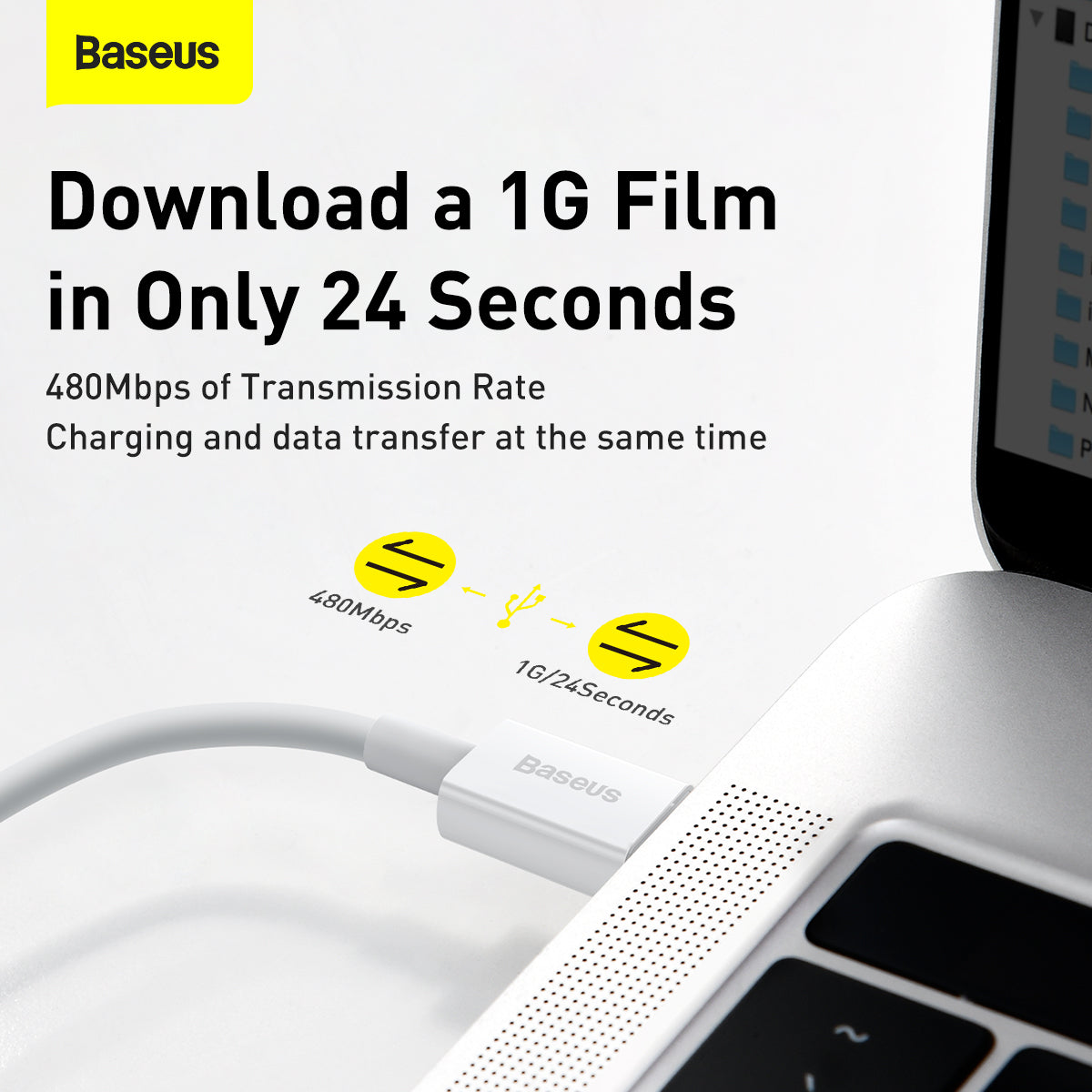 1M USB-C to USB-C  Superior Series Fast Charging Data Cable100W White Baseus