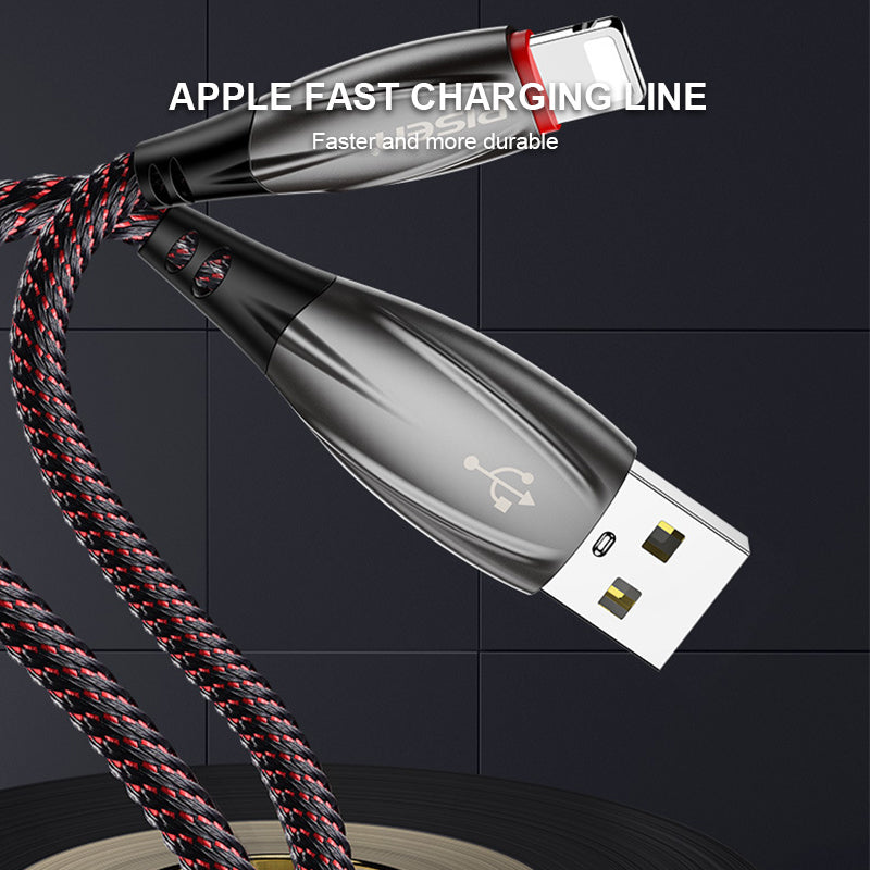 1.2M Lightning to USB-A Cable Flame lamp AL03 PISEN(Black)