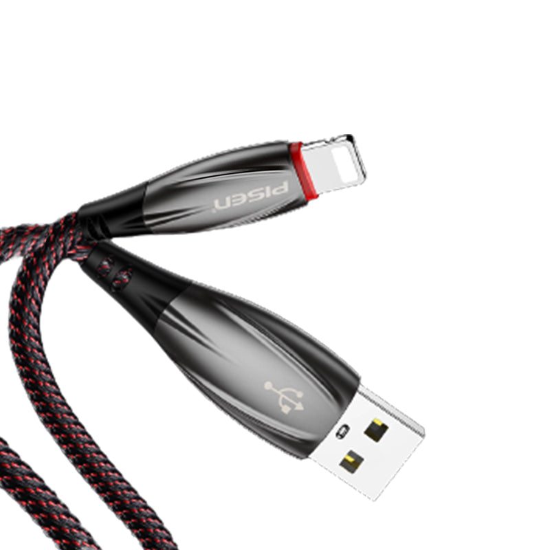 1.2M Lightning to USB-A Cable Flame lamp AL03 PISEN(Black)