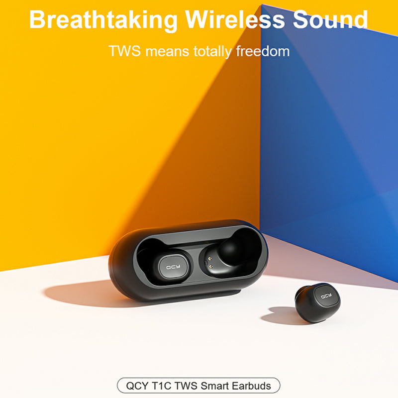 TWS QCY T1C True Wireless Hifi Earphones Mic with Charging Box