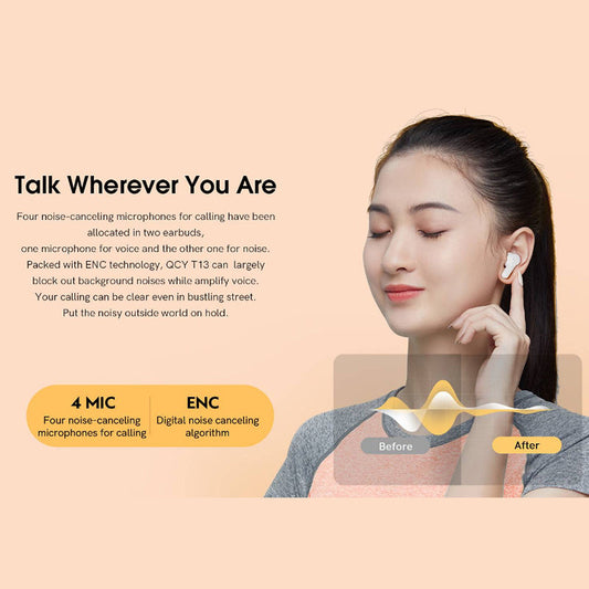 QCY TWS T13 5.1 Bluetooth Wireless Earphones Touch Control