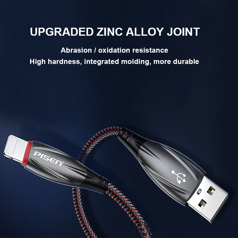 1.2M Lightning to USB-A Cable Flame lamp AL03 PISEN(Black)