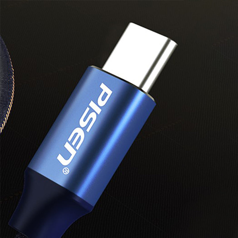 1.2M USB A for Type-C Denim aluminum alloy data charging cable(blue) TC23 PISEN