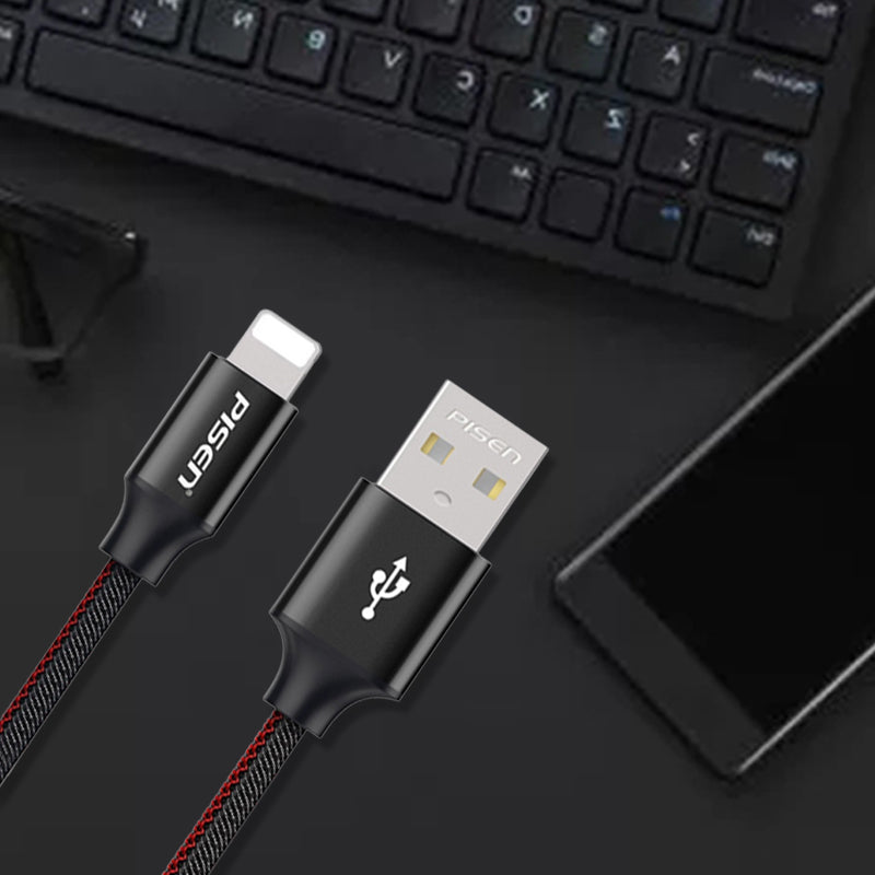 1.2M Lightning to USB-A Cable Cord Denim aluminum(Black) AL14 PISEN