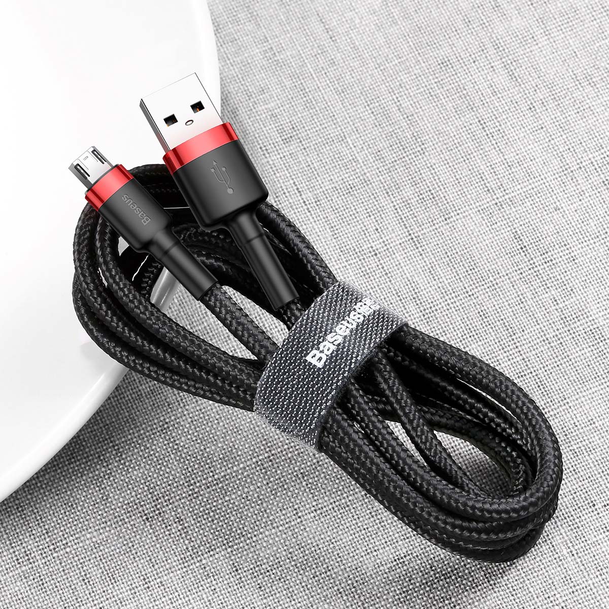 1M Micro to USB-A Cable cafule Cable USB For Micro 2.4A Red+Black Baseus