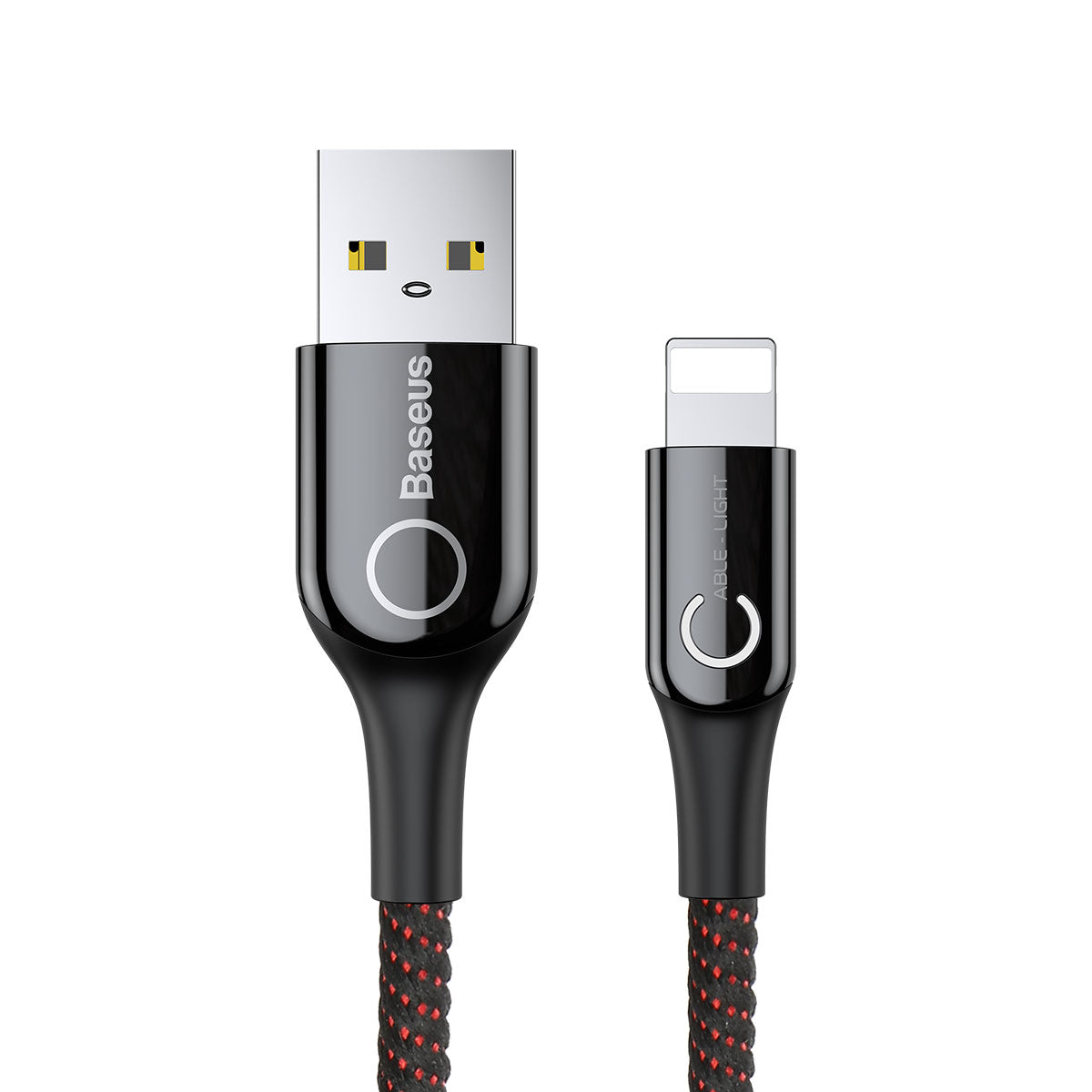 Baseus C-shaped Light Intelligent power-off Cable For iP 2.4A 1m Black