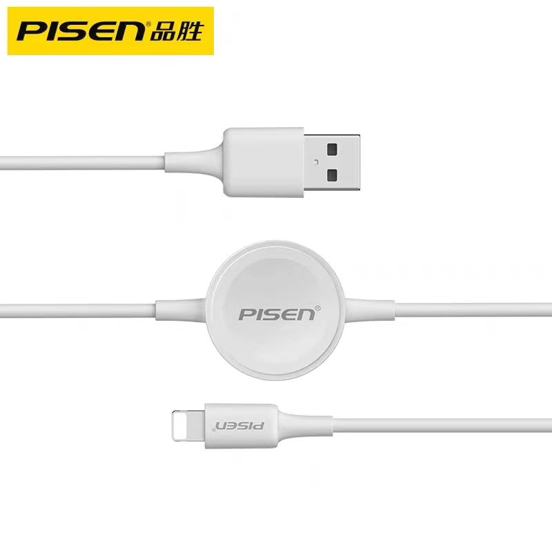 2-IN-1 APPLE WATCH CHARGER AND IPHONE LIGHTNING CABLE PISEN AL-WC01-1500