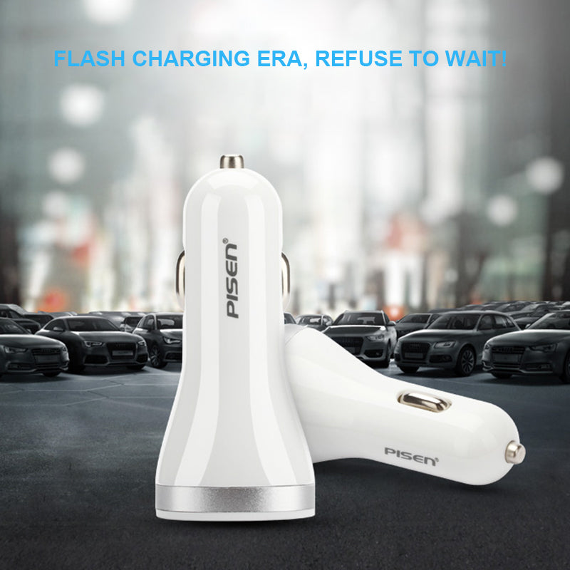 Pisen QC3.0 Port Car Charger Quick Charging Adpater For iPhone Samsung