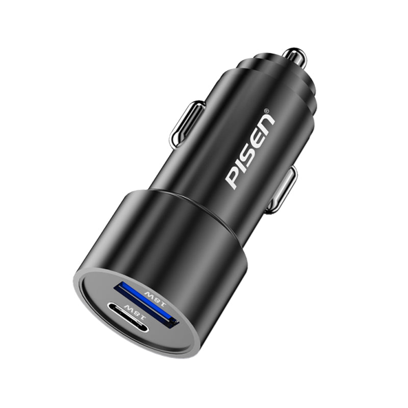 PISEN Metal PD + QC Fast car charger 36W (Black)  MF-C04