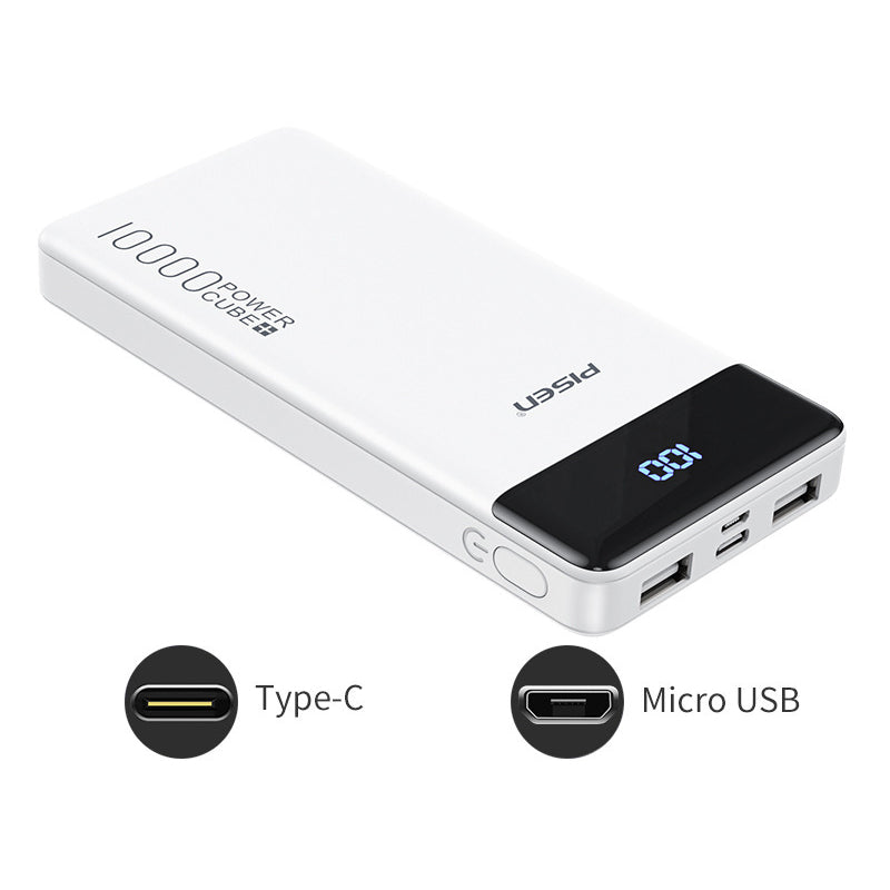 Power bank 10000mah LED Display White