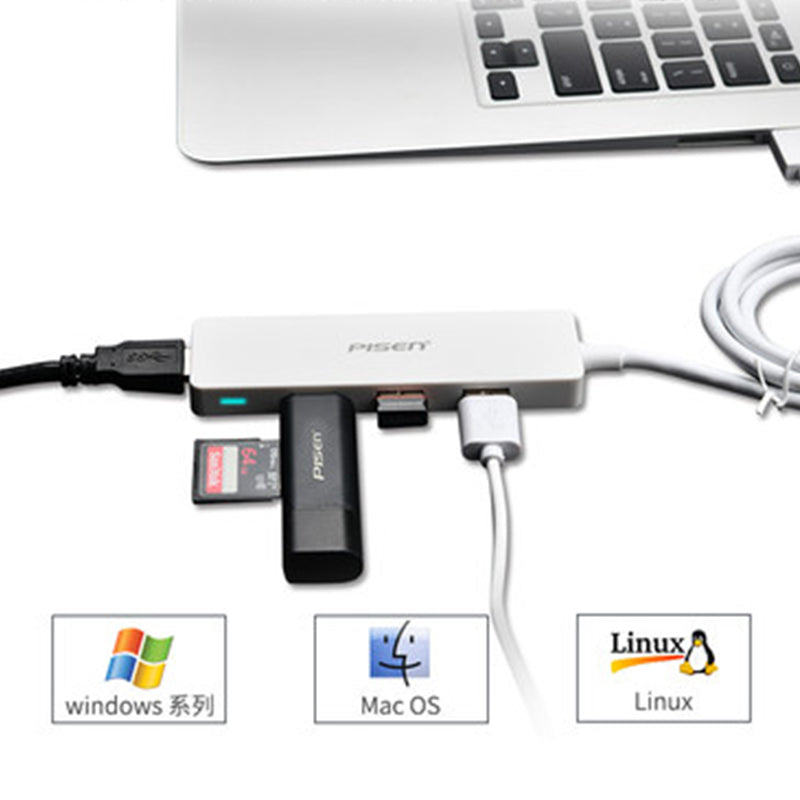 Type-C to 4 USB 3.0 HUB USB-C Charging Port Adapter NJ-HB4001 PISEN