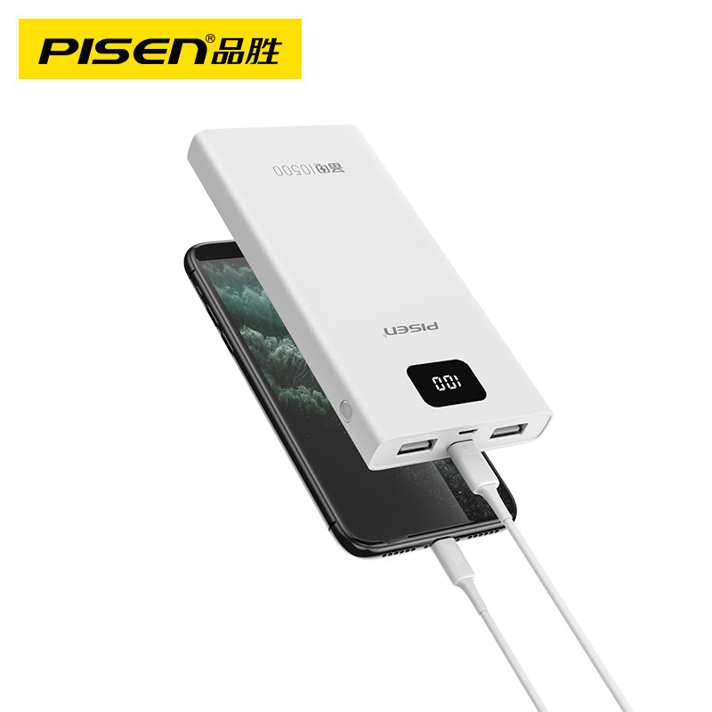 Power bank 10500mah LED Display White PISEN-TS-D291