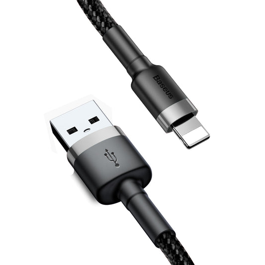 1M Lightning to USB-A cafule Cable Gray+Black Baseus