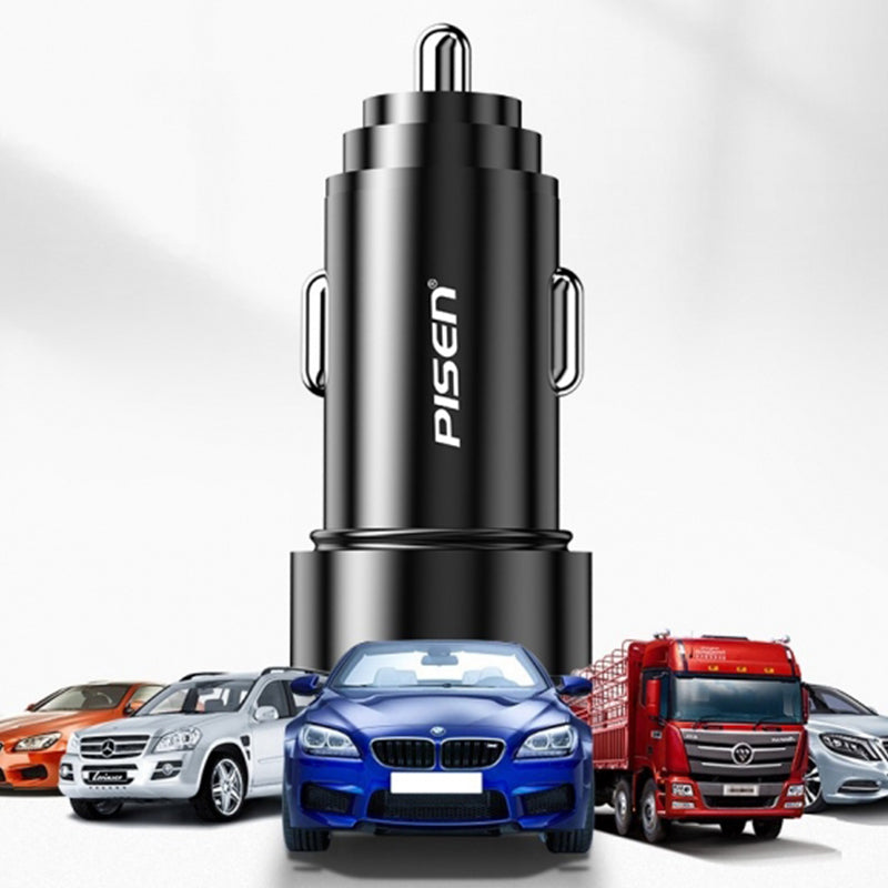 PISEN Metal PD + QC Fast car charger 36W (Black)  MF-C04