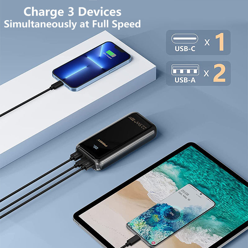 PD QC 3.0 Fast Charging Power Bank 22.5W 20000mah with LED Display  Tri-Outputs &6902957121842 Dual Inports BL-D98LS PISEN