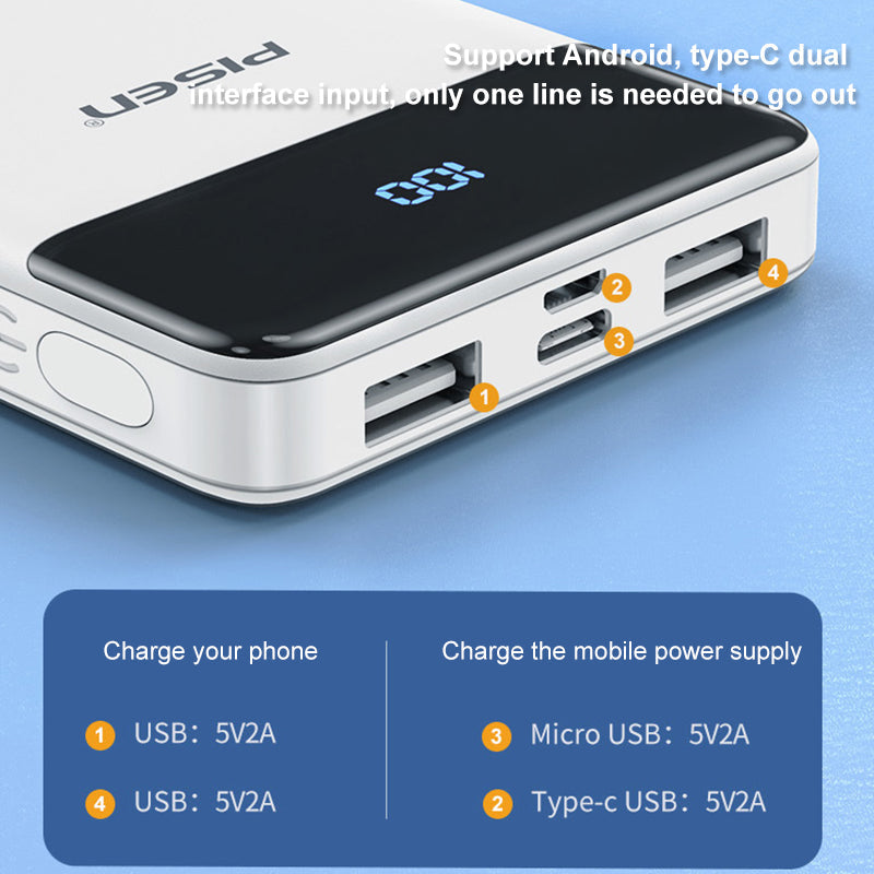 Power bank 10000mah LED Display White