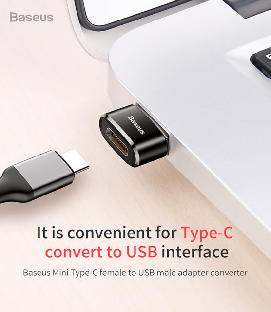 Baseus USB Male To Type-C Female Adapter Converter Black