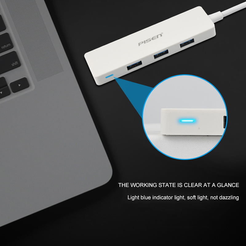 Type-C to 4 USB 3.0 HUB USB-C Charging Port Adapter NJ-HB4001 PISEN