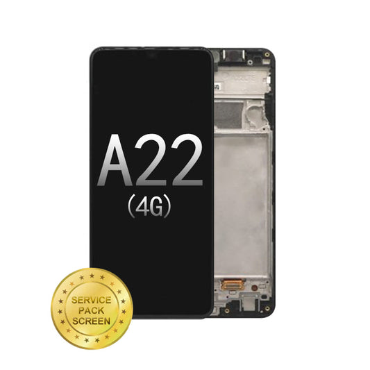 For Samsung  A22 4G (2021) LCD and Digitizer Assembly A225 Black (Service Pack)(With Frame)