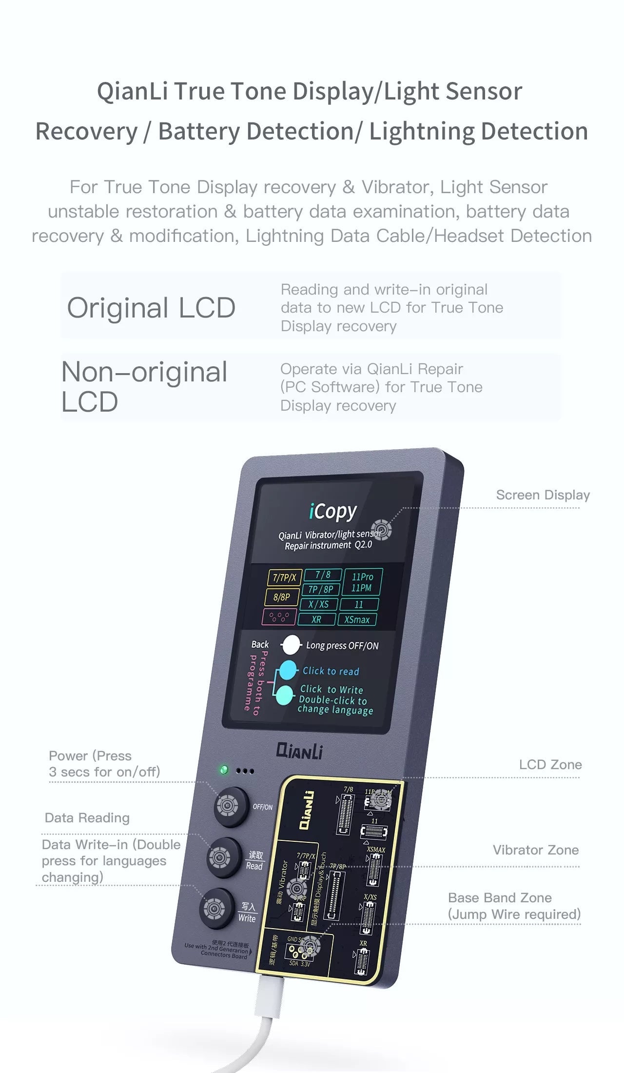 Qianli iCopy Plus 2.2 With Battery Testing Board For iPhoneHealth Data Programmer